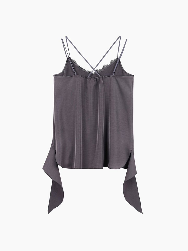 Marl gray top with ruffles - sisley k top - Dark Gray | Sisley K image number 2